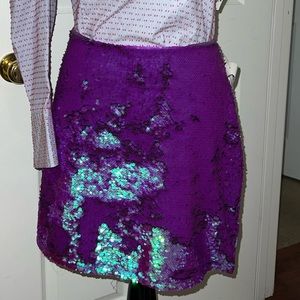 Purple Sequins Mini Skirt
